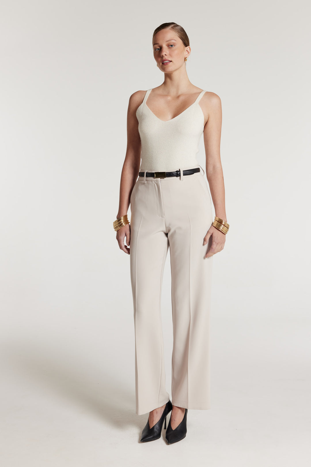 トップス Her praha flat cut chain cami litmus Cashmere Camisole - Ecru - Perri Cutten