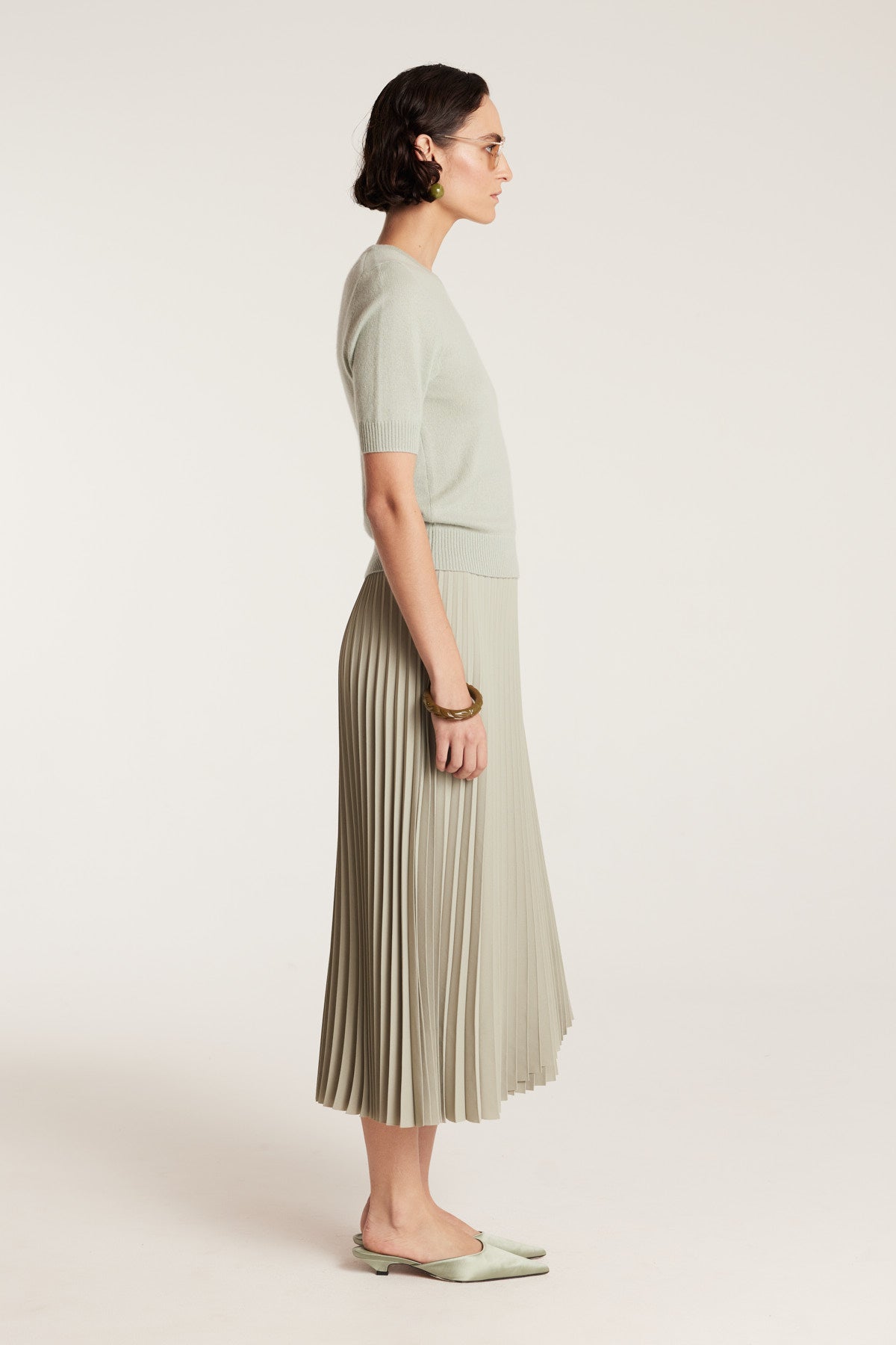 Cashmere Knit Top - Sage-Perri Cutten