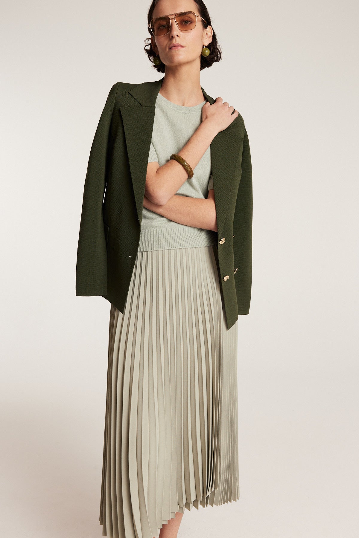 Cashmere Knit Top - Sage-Perri Cutten