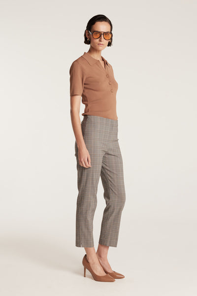 Crepe Knit Polo Top - Mocha-Perri Cutten