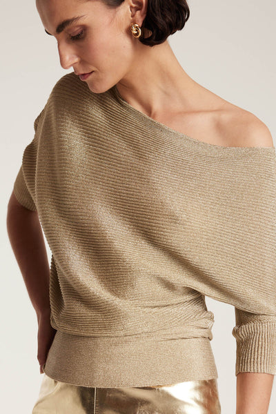 Metallic Knit Top - Gold-Perri Cutten