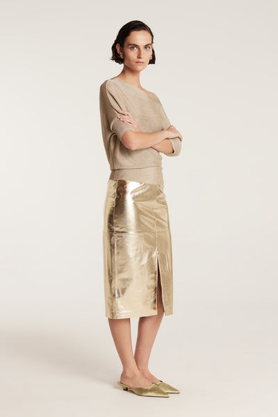 Metallic Knit Top - Gold-Perri Cutten