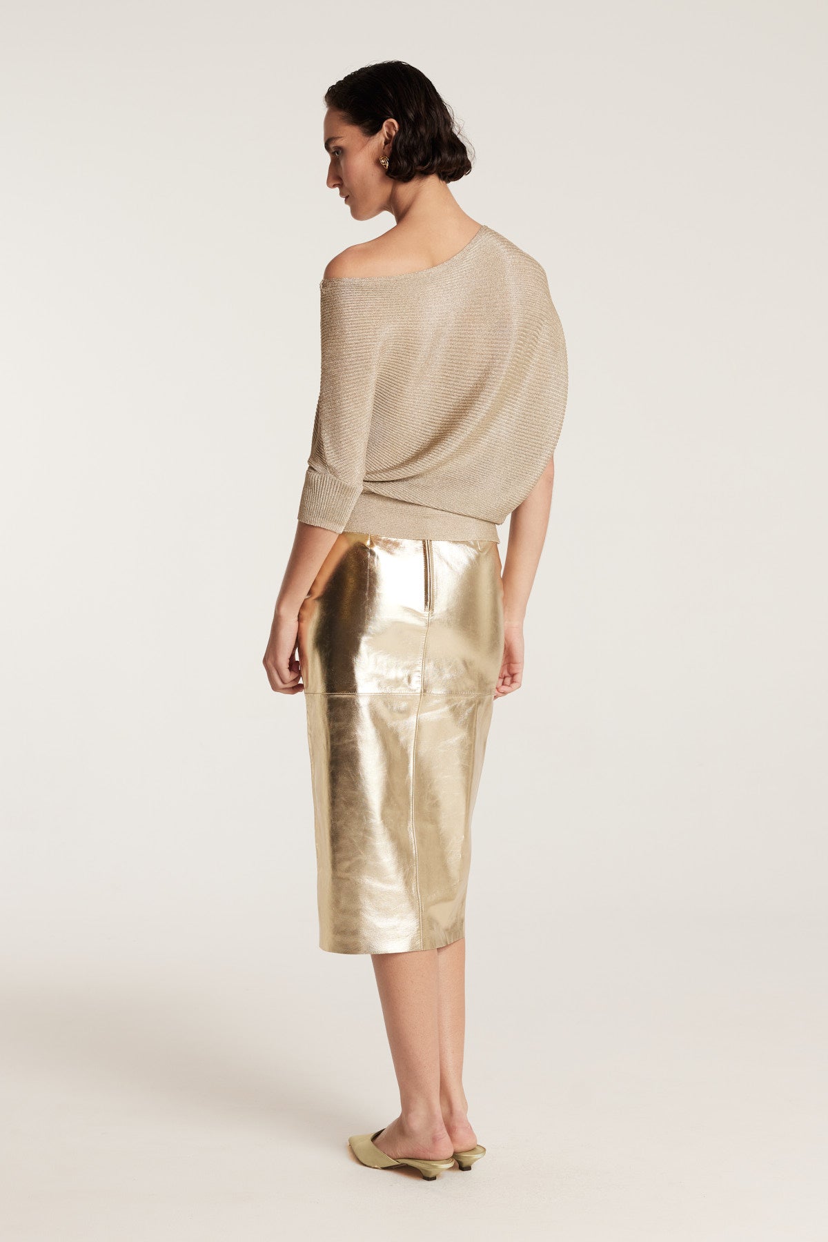 Metallic Knit Top - Gold-Perri Cutten