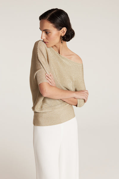 Metallic Knit Top - Gold-Perri Cutten