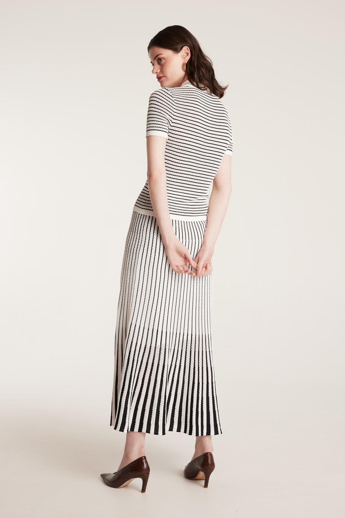 Pointelle Knit Top - White/Black-Perri Cutten