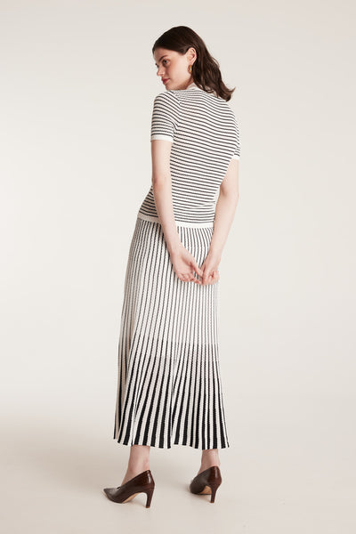 Pointelle Knit Top - White/Black-Perri Cutten