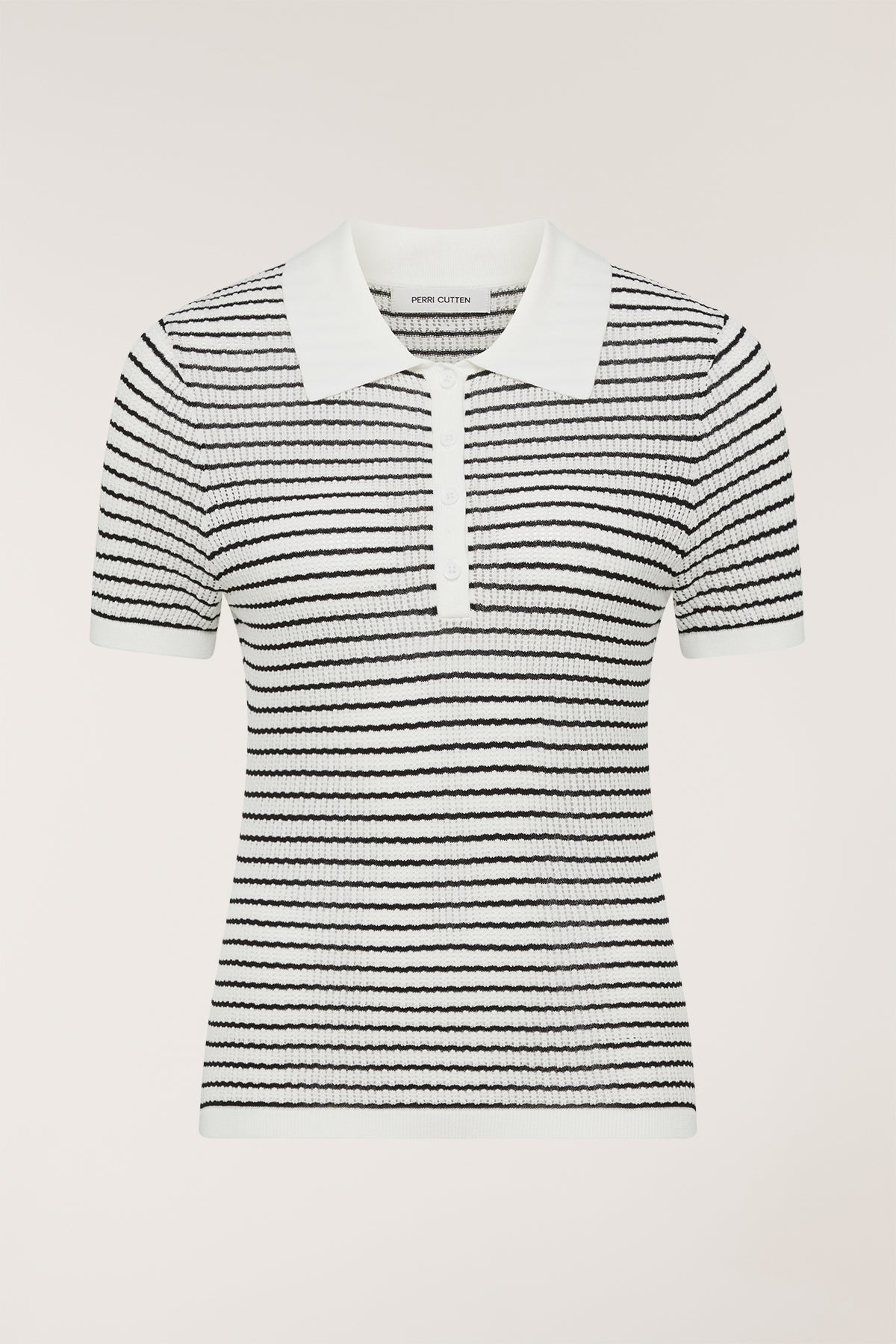 Pointelle Knit Top - White/Black-Perri Cutten