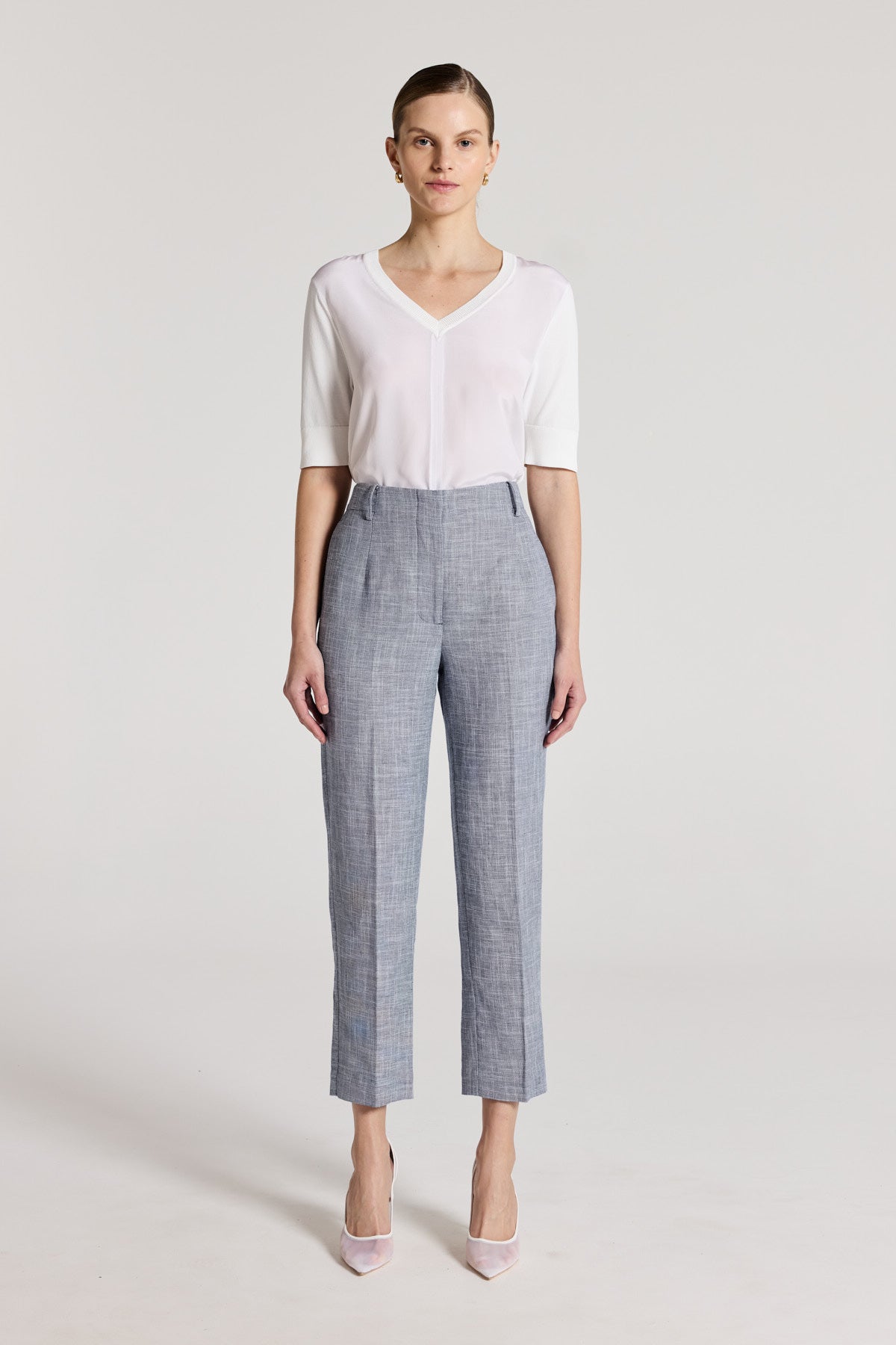 Silk Contrast Tee - White-Perri Cutten
