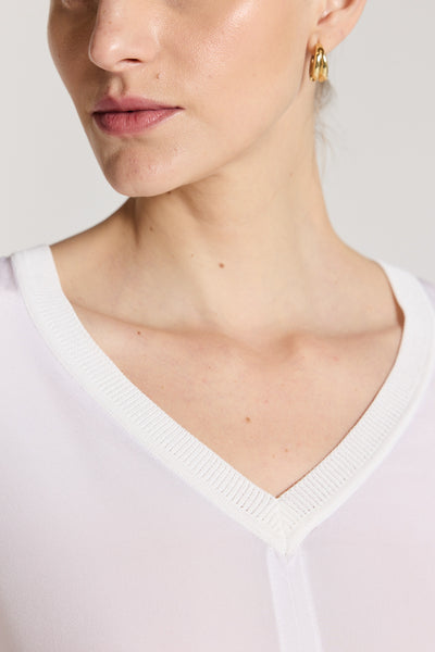Silk Contrast Tee - White-Perri Cutten