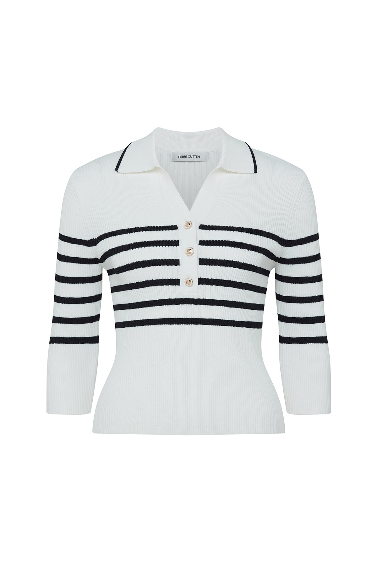 Kipton Knit Top - White/Navy-Perri Cutten