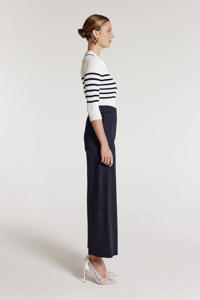 Kipton Knit Top - White/Navy-Perri Cutten
