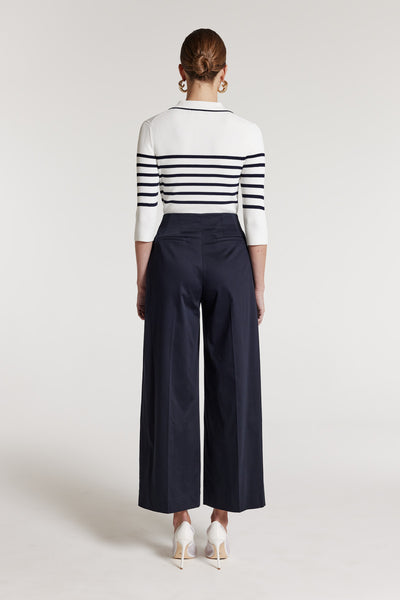 Kipton Knit Top - White/Navy-Perri Cutten