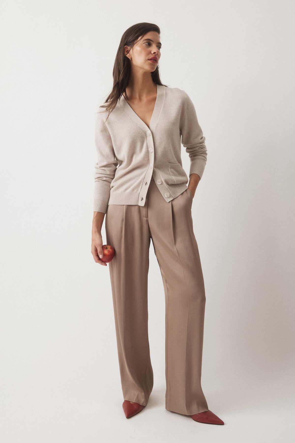 Hazel V Neck Cardigan - Pearl White