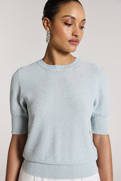 Iris Sequin Knit Top - Ice Green-Perri Cutten