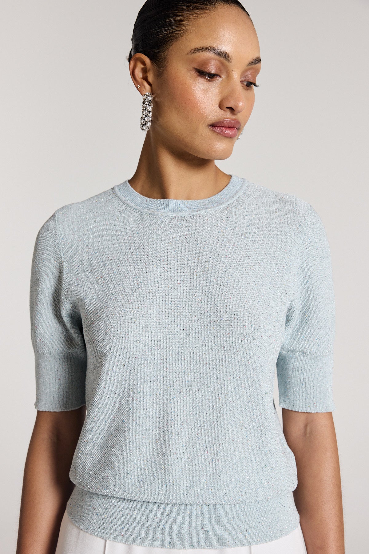 Iris Sequin Knit Top - Ice Green-Perri Cutten