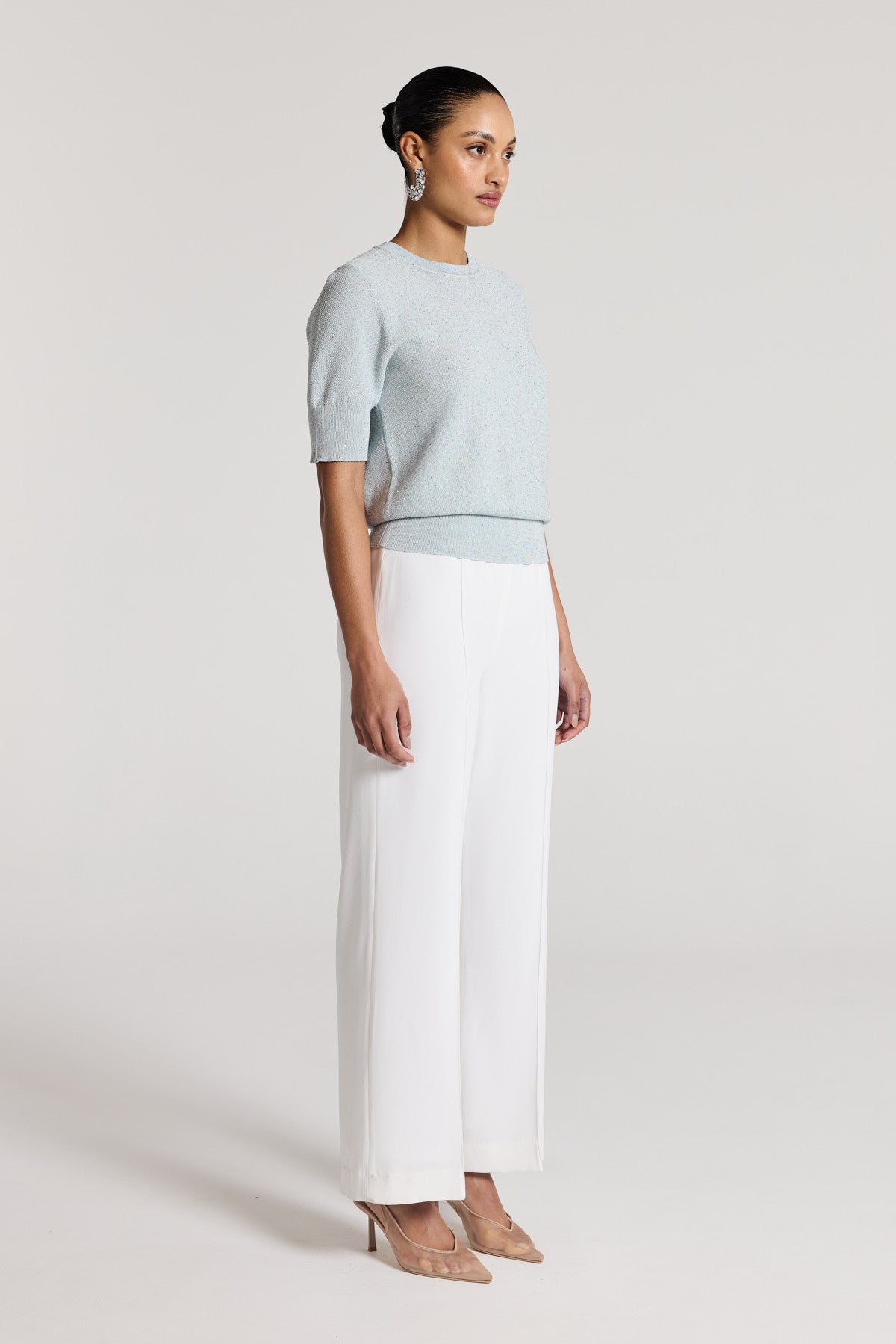 Iris Sequin Knit Top - Ice Green-Perri Cutten