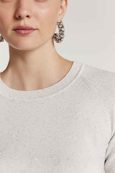 Sequin Knit Top - White-Perri Cutten