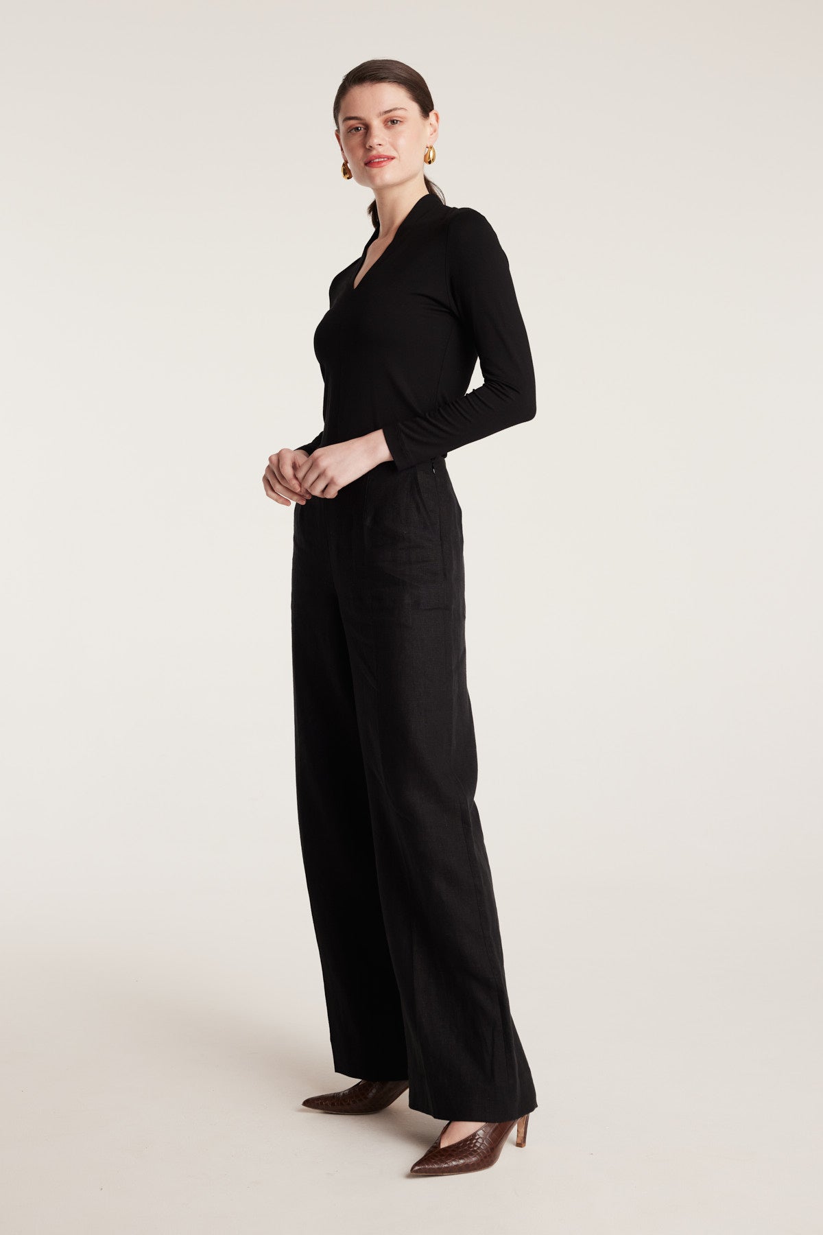 Amalie Jersey Top - Black-Perri Cutten