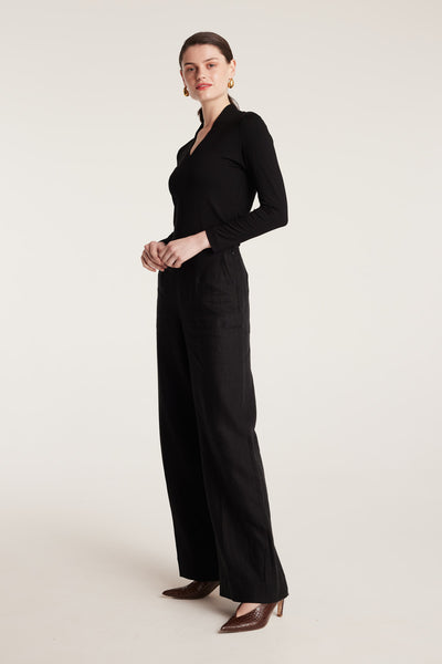 Amalie Jersey Top - Black-Perri Cutten