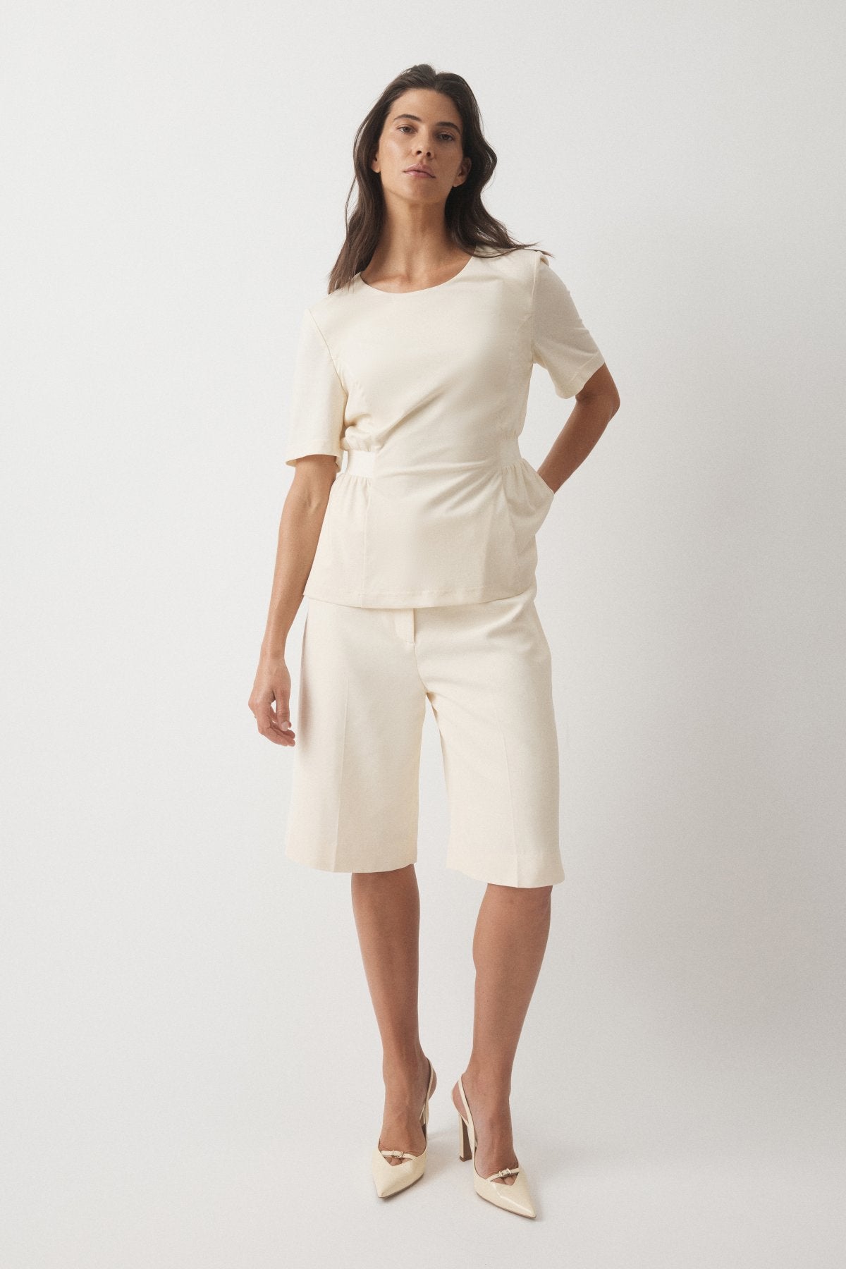 Geneva Gathered Waist Tshirt - Limoncello Yellow