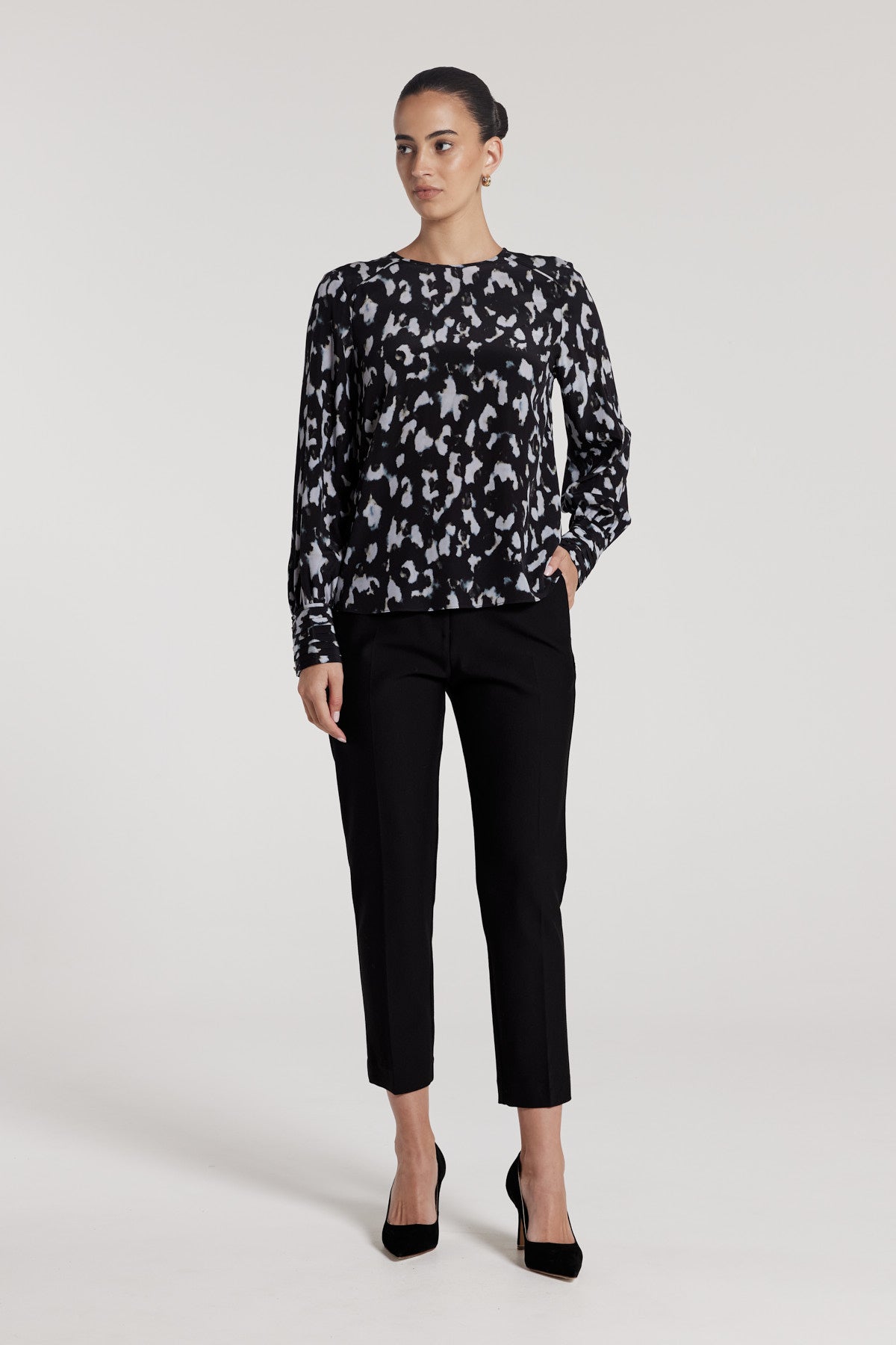 Loulou Silk Top - Black/Grey-Perri Cutten