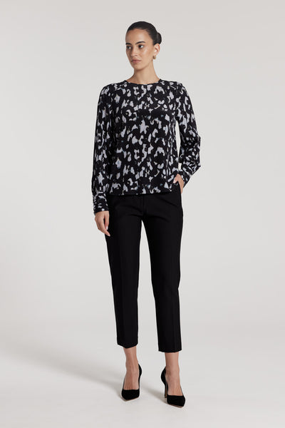 Loulou Silk Top - Black/Grey-Perri Cutten