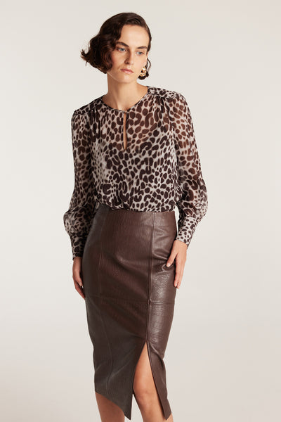Giulia Silk Top - Smoke-Perri Cutten