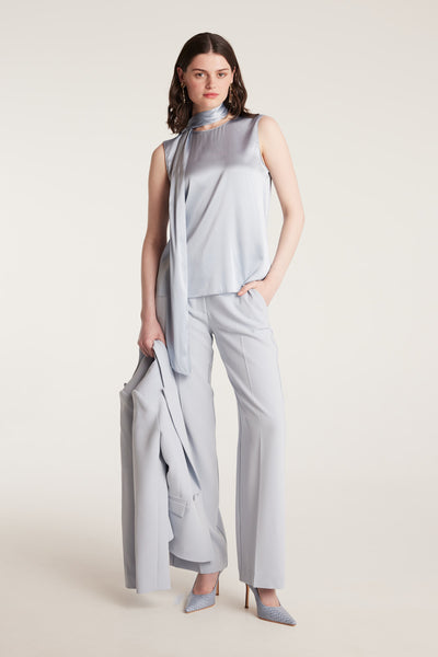 Silk Tie Top - Pale Blue-Perri Cutten