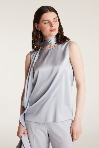 Silk Tie Top - Pale Blue-Perri Cutten