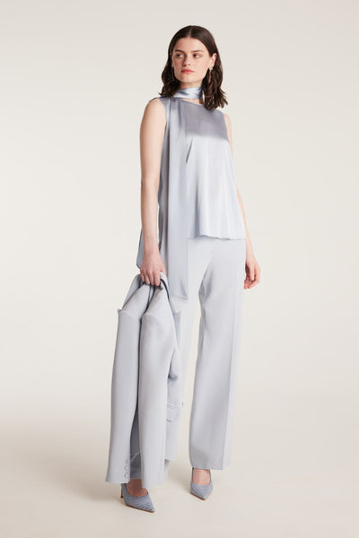 Silk Tie Top - Pale Blue-Perri Cutten
