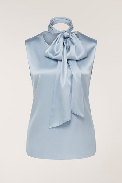 Silk Tie Top - Pale Blue-Perri Cutten