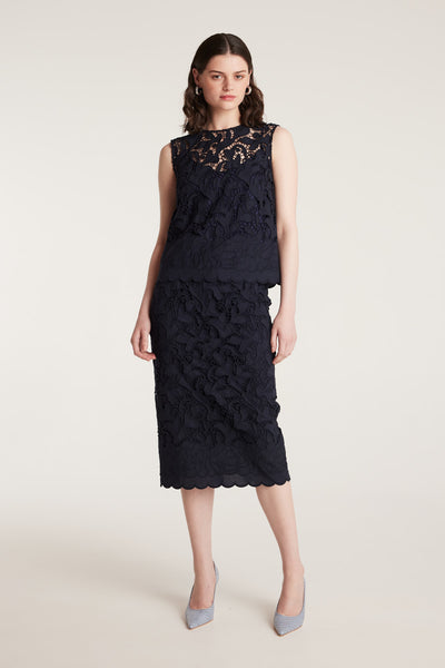 Lace Top - Navy-Perri Cutten
