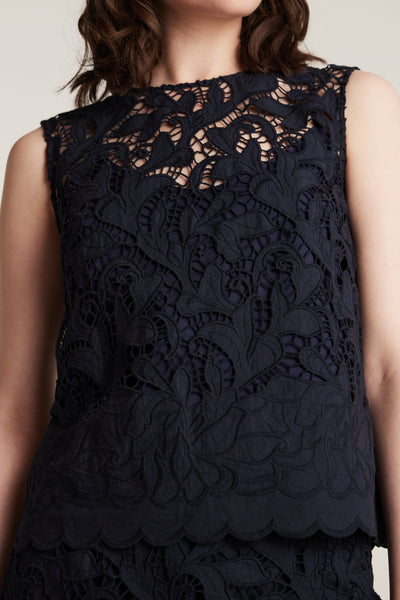 Lace Top - Navy-Perri Cutten