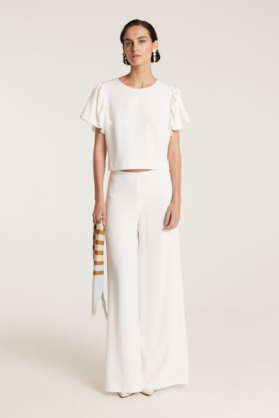 Ruffle Sleeve Top - Ivory-Perri Cutten