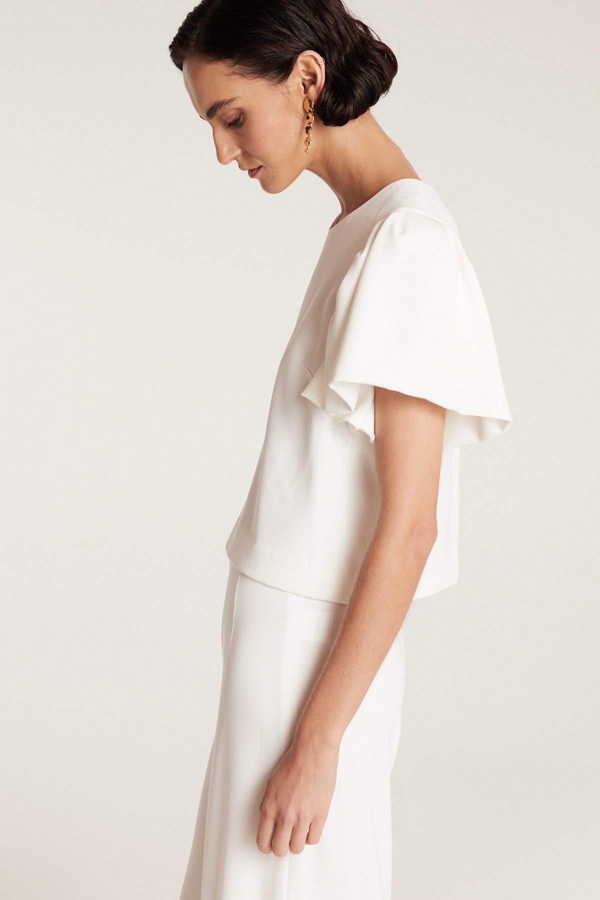 Ruffle Sleeve Top - Ivory-Perri Cutten
