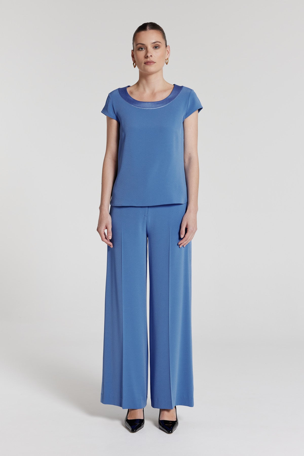 Lina Satin Trim Top - Bluebell-Perri Cutten