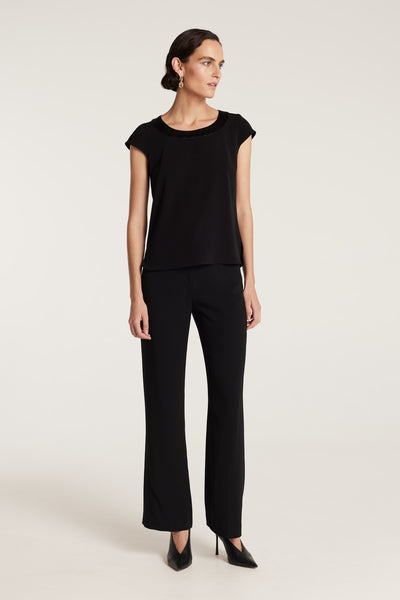 Lina Satin Trim Top - Black-Perri Cutten