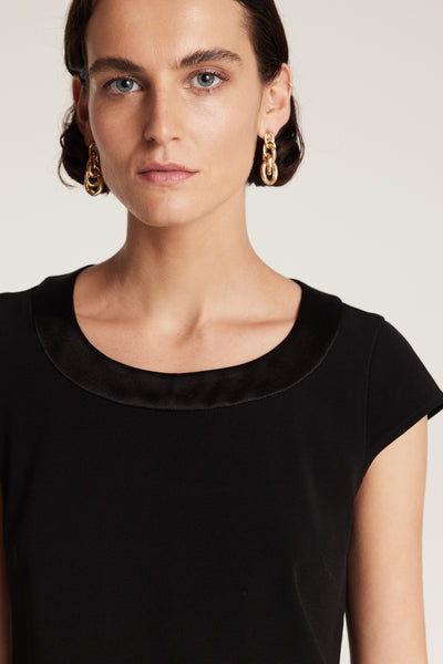 Lina Satin Trim Top - Black-Perri Cutten