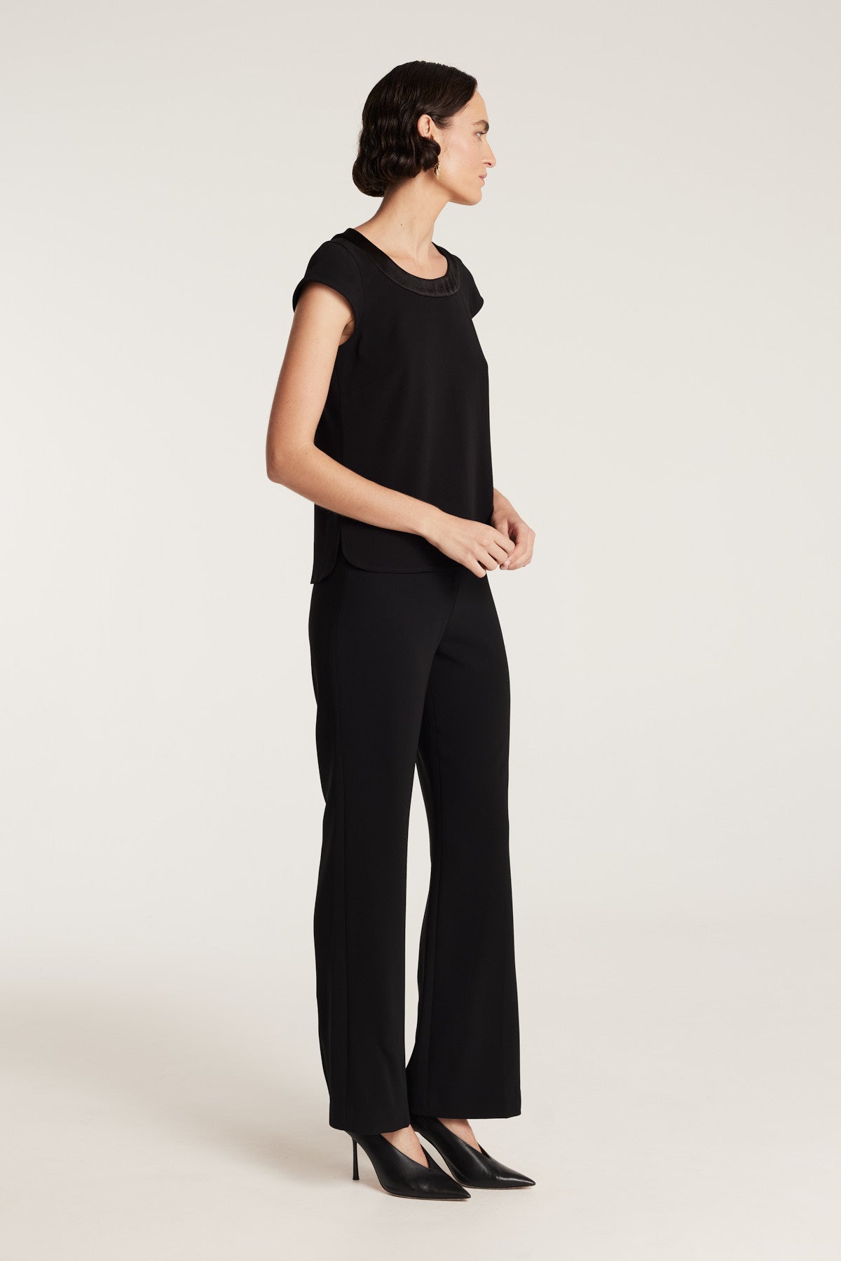 Lina Satin Trim Top - Black-Perri Cutten