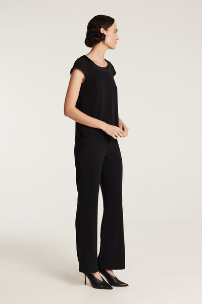Lina Satin Trim Top - Black-Perri Cutten