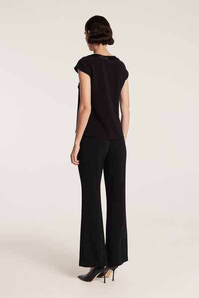 Lina Satin Trim Top - Black-Perri Cutten
