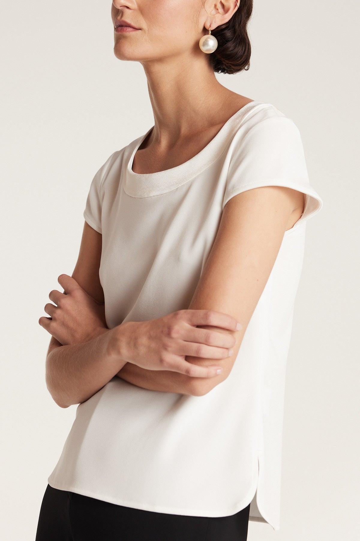 Lina Satin Trim Top - Ivory-Perri Cutten