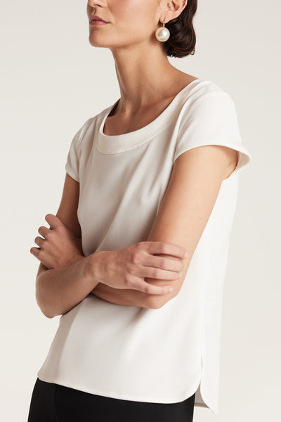 Lina Satin Trim Top - Ivory-Perri Cutten
