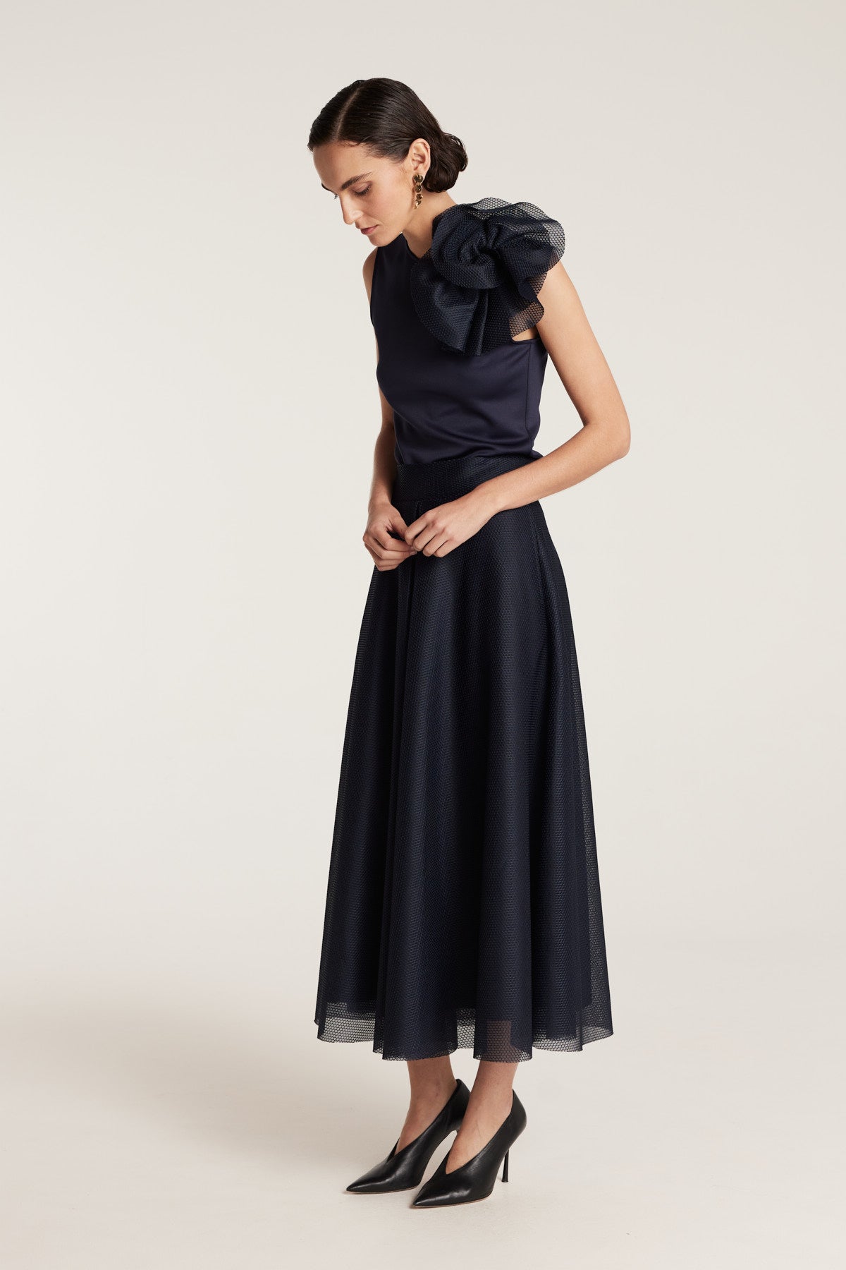 Rosette Top - Navy-Perri Cutten