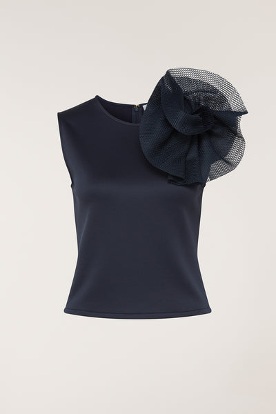 Rosette Top - Navy-Perri Cutten