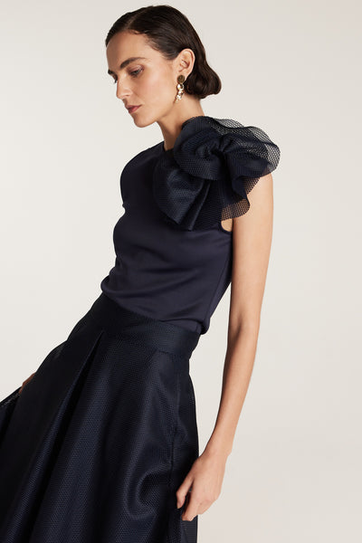 Rosette Top - Navy-Perri Cutten