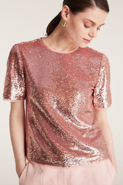 Sequin Tee - Pale Pink-Perri Cutten