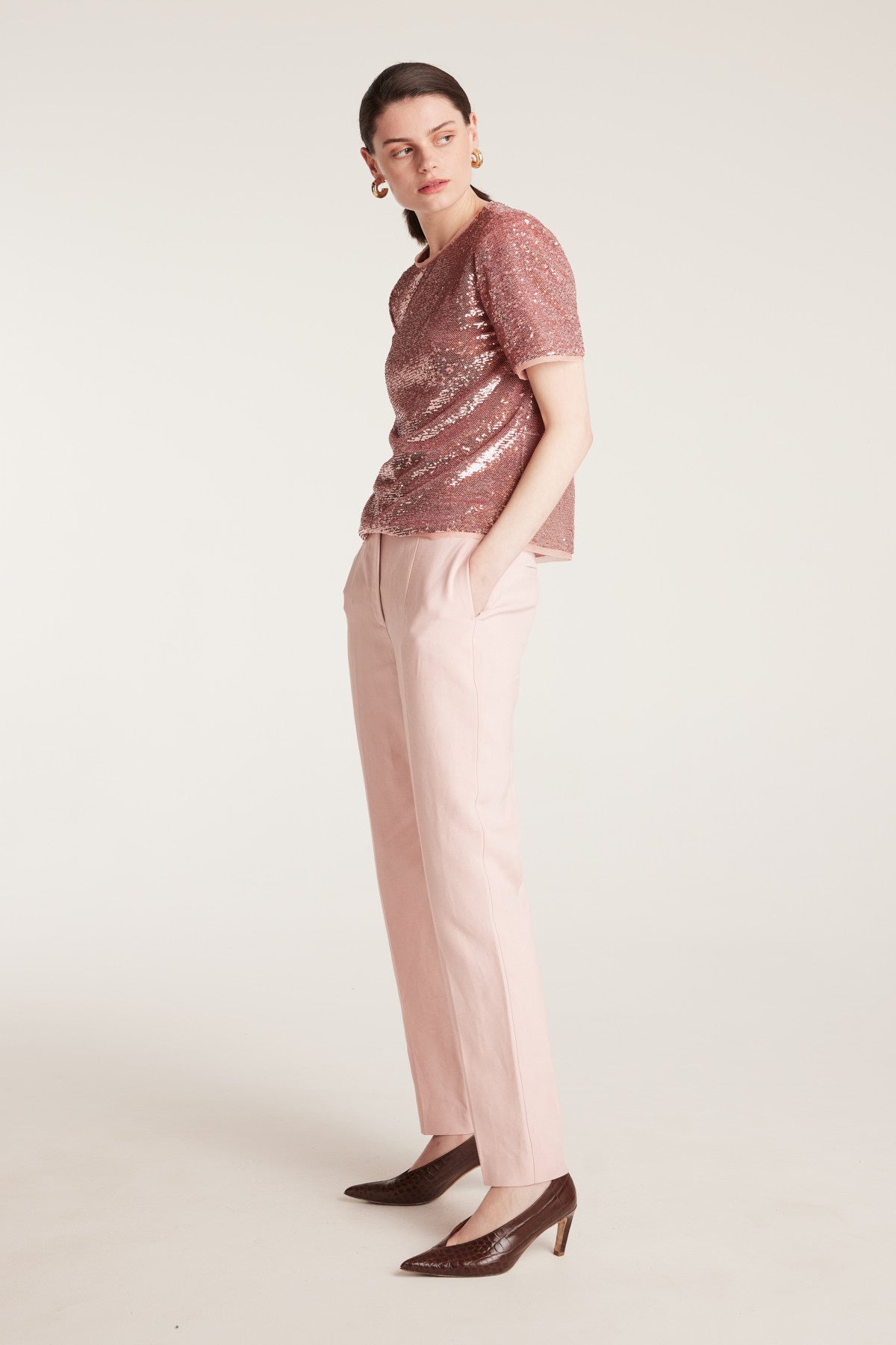 Sequin Tee - Pale Pink-Perri Cutten