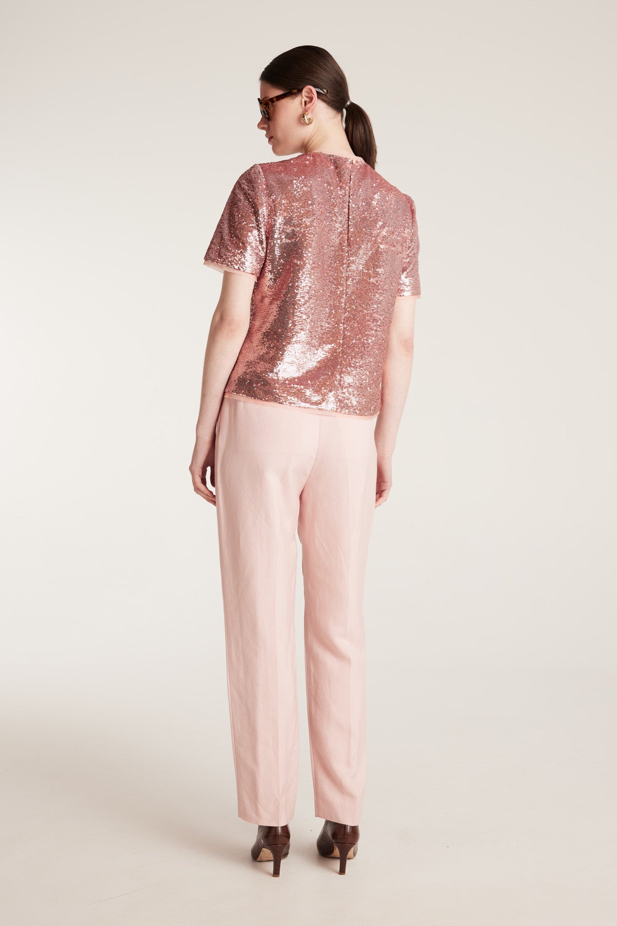 Sequin Tee - Pale Pink-Perri Cutten