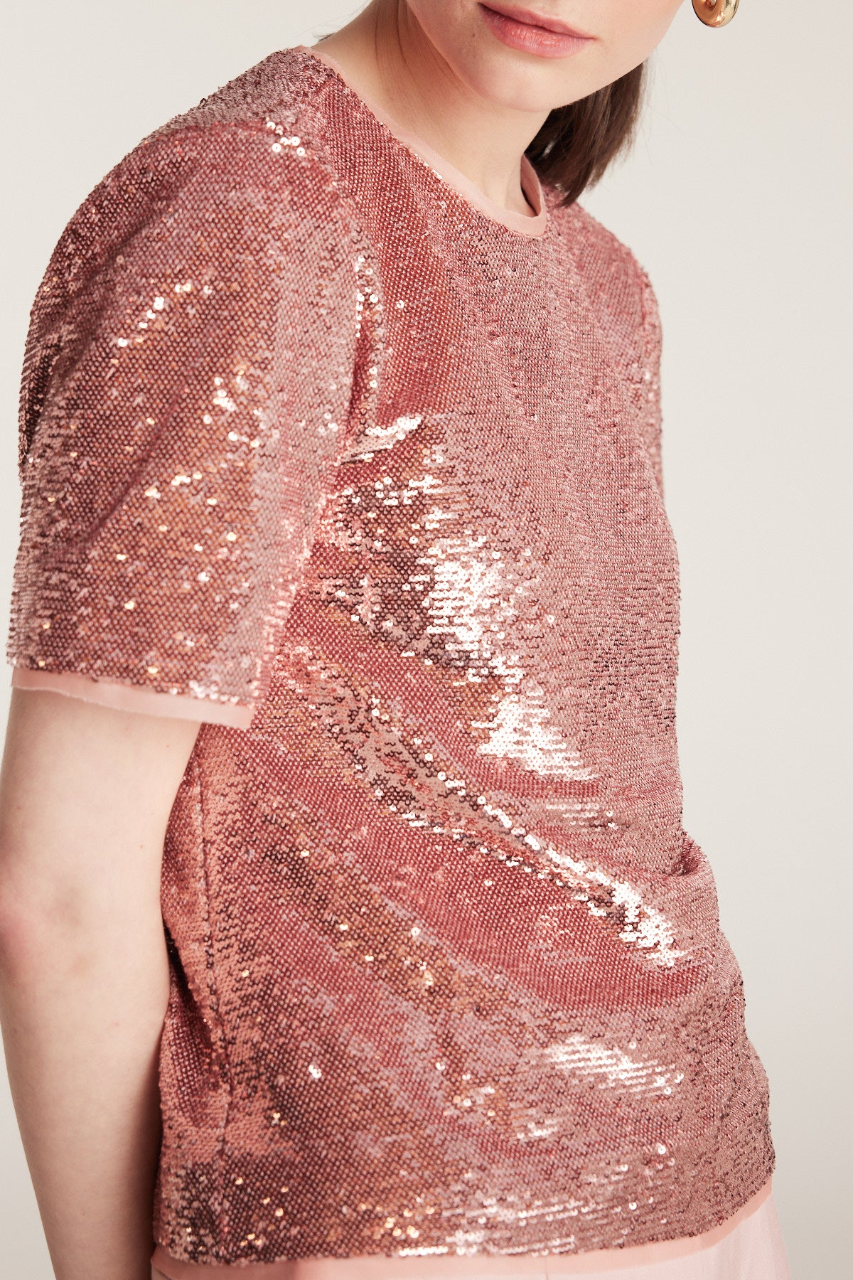 Sequin Tee - Pale Pink-Perri Cutten